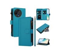 Etui pour TCL 60 SE NXTpaper de téléphone de portefeuille de poche à fermeture éclair en cuir premium avec 9 emplacements de carte et bracelet de