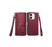 Etui Pour Tecno Spark 30C 5G Fermeture Eclair Portefeuille Amour Lanière Etui En Cuir Rouge