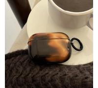 Étui pour téléphone en forme de tortue, Ensemble d'étui semi-transparent noir-marron avec dégradé tie-dye et sangle, compatible avec Apple AirPods Pro 2 / AirPods Pro / AirPods 4 / AirPods 3 / AirPods