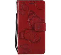 Etui pour téléphone Huawei P10 Lite - Rouge - Papillon Imprimé - Cuir PU et TPU