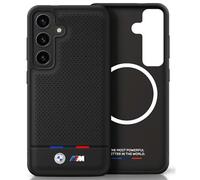 CG MOBILE BMW Étui de protection en cuir tricolore à rayures pour Samsung Galaxy S25+ Compatible avec MagSafe Noir