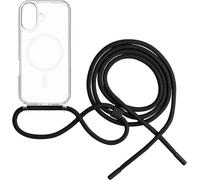 Étui pour téléphone portable iPhone 16 Plus, Fixed MagPure Neck avec MagSafe, Transparent avec bandeau noir pour clés