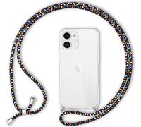 Étui pour téléphone portable NALIA avec chaîne pour iPhone 12 mini, étui rigide Cordon Coque Noir Coloré