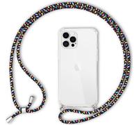 Étui pour téléphone portable NALIA avec chaîne pour iPhone 12 Pro Max, étui rigide Cordon Cover Bumper Noir Coloré