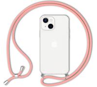 Étui pour téléphone portable NALIA avec chaîne pour iPhone 13 Mini, étui rigide transparent & cordon pour téléphone portable Rose