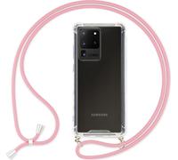 Étui pour téléphone portable NALIA avec chaîne pour Samsung Galaxy S20 Ultra, étui souple à cordon rose