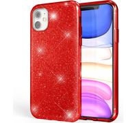 Étui pour téléphone portable NALIA pailleté compatible avec l'iPhone 11, diamant pailleté Étui pour téléphone portable Bling Cover rouge
