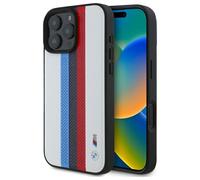 Étui pour Téléphone Portable Rigide IPHONE 16 Pro Max BMW Cuir Blanc Tricolor