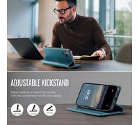 Étui pour téléphone portable Samsung A17-Black Online Class Office, support réglable, double couche intermédiaire pour cartes et espèces