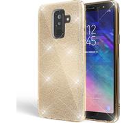 Étui pour téléphone portable Samsung Galaxy A6 Plus par NALIA, paillettes Ultra-Slim Case Cover Gold
