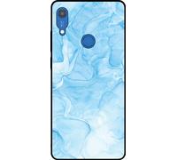 Etui pour téléphone portable Smartphonica Convient à Huawei Y6S avec impression marbre - Coque arrière TPU design marbre - Bleu clair