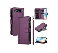 Etui pour Tenco Spark Slirm 5G de téléphone de portefeuille de poche à fermeture éclair en cuir premium avec 9 emplacements de carte et bracelet de
