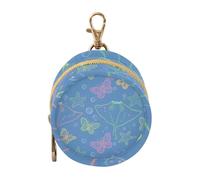 Étui pour tétine avec fermeture éclair et clip Motif raie manta et papillon Bleu