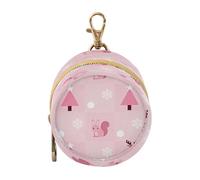 Étui pour tétine de bébé fille avec fermeture éclair et dragonne à clip Motif flocon de neige et écureuil Rose