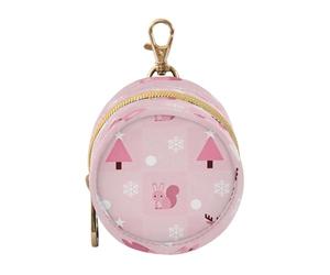 Étui pour tétine de bébé fille avec fermeture éclair et dragonne à clip Motif flocon de neige et écureuil Rose