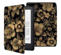 Étui pour Tout Nouveau Kindle Paperwhite 7" 12e génération 2024 et Kindle Colorsoft Signature Edition 2024, Coque de Protection avec Fonction Veille/réveil Automatique - Fleurs en Feuille d'or Punk