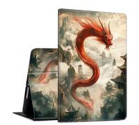 Étui pour toute nouvelle tablette Amazon Kindle Fire HD 8 et 8 Plus (12e/10e génération, sortie 2024/2022/2020) 8" fine en similicuir PU réglable avec fonction veille/réveil automatique, dragon rouge