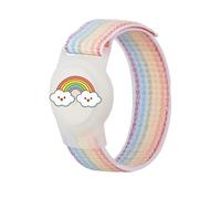 Étui pour traceur AirTag avec dragonne pour enfants, en nylon - Arc-en-ciel