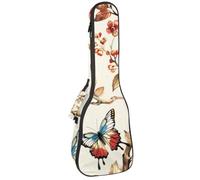 Étui pour ukulélé concert Oiseau, papillon et fleur, branche de feuille, rembourré, doux et épais, rembourrage en éponge de 10 mm d'épaisseur, Multicolore 06, 25.9x9x3.1in/66x23x8cm, Organiseur de sac