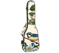 Étui pour ukulélé concert Oiseau, papillon et fleur, branche de feuille, rembourré, doux et épais, rembourrage en éponge de 10 mm d'épaisseur, Multicolore 02, 25.9x9x3.1in/66x23x8cm, Organiseur de sac