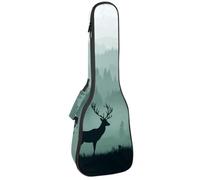 Étui pour ukulélé concert Silhouettes de forêt matinale et cerf doux rembourré épais 10 mm d'épaisseur rembourrage en éponge, Multicolore 03., 25.9x9x3.1in/66x23x8cm, Organiseur de sac