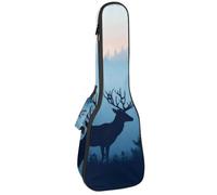 Étui pour ukulélé concert Silhouettes de forêt matinale et cerf doux rembourré épais 10 mm d'épaisseur rembourrage en éponge, Multicolore 02, 25.9x9x3.1in/66x23x8cm, Organiseur de sac