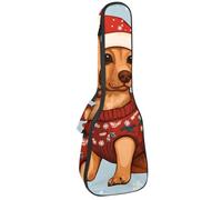 Étui pour ukulélé de concert avec motif aquarelle mignon cerf de Noël et branches de baies - Doux et épais - Rembourré - 10 mm d'épaisseur - Rembourrage en éponge, Multicolore 08, 25.9x9x3.1in