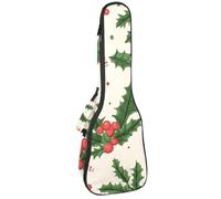 Étui pour ukulélé de concert de 58,4 cm avec motif canne à sucre d'orge et houx, sac rembourré pour ukulélé concert, imperméable et durable, Multicolore 01., 25.9x9x3.1in/66x23x8cm, Organiseur de sac