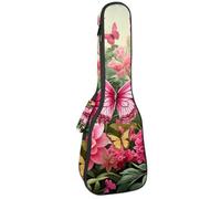 Étui pour ukulélé de concert de 58,4 cm avec motif tête de mort avec champignon sorcier, papillon, plante de nuit, sac rembourré avec rangement et bretelles, Multicolore 07, 25.9x9x3.1in/66x23x8cm