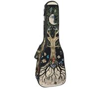 Étui pour ukulélé de concert de 58,4 cm - Esthétique - Phase de lune - Arbre de vie - Papillon coloré - Sac rembourré avec rangement et bretelles, Multicolore 01., 25.9x9x3.1in/66x23x8cm, Organiseur
