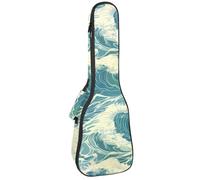 Étui pour ukulélé de concert de 58,4 cm, méduse nautique, étoile de mer, aquarelle, tortue, baleine, corail, ukulélé, sac rembourré avec rangement et bretelles, Multicolore 08, 25.9x9x3.1in/66x23x8cm