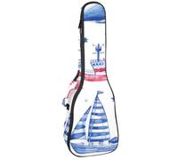 Étui pour ukulélé de concert de 58,4 cm, méduse nautique, étoile de mer, aquarelle, tortue, baleine, corail, ukulélé, sac rembourré avec rangement et bretelles, Multicolore 03., 25.9x9x3.1in/66x23x8cm
