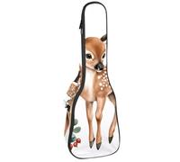Étui pour ukulélé de concert de 58,4 cm, motif cerf avec feuilles, sac rembourré sans couture avec rangement et bretelles, Multicolore 03., 25.9x9x3.1in/66x23x8cm, Organiseur de sac