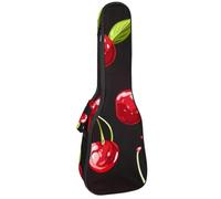 Étui pour ukulélé de concert de 58,4 cm, motif cerises et nœuds, sac rembourré avec rangement et bretelles, Multicolore 03., 25.9x9x3.1in/66x23x8cm, Organiseur de sac