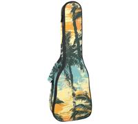 Étui pour ukulélé de concert de 58,4 cm, motif tête de mort et fleurs, jour des morts sur fond noir, sac rembourré avec rangement et bretelles, Multicolore 02, 25.9x9x3.1in/66x23x8cm, Organiseur de