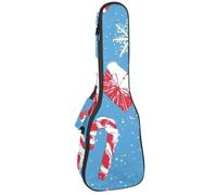 Étui pour ukulélé de concert de Noël en forme de canne à sucre d'orge et de flocons de neige avec rangement, sac de transport étanche, rembourrage en éponge de 1 cm d'épaisseur, Multicolore 02