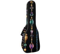 Étui pour ukulélé de concert Mardi Gras Symboles Fêtes Ficelles de Perles Doux Épais Rembourré Ukulélé Sac à dos 10 mm d'épaisseur Rembourrage en éponge, Multicolore 01., 25.9x9x3.1in/66x23x8cm