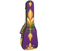 Étui pour ukulélé de concert Mardi Gras Symboles Fêtes Ficelles de Perles Doux Épais Rembourré Ukulélé Sac à dos 10 mm d'épaisseur Rembourrage en éponge, Multicolore 02, 25.9x9x3.1in/66x23x8cm