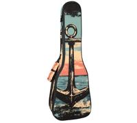 Étui pour ukulélé de concert vintage ancre été aventure océanique motif art océan doux rembourré sac à dos ukulélé 10 mm d'épaisseur rembourrage éponge, Multicolore 02, 25.9x9x3.1in/66x23x8cm