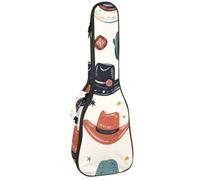 Étui pour ukulélé de concert Wild West Chapeau de cowboy Cactus doux épais rembourré Sac à dos Ukulélé 10 mm d'épaisseur Rembourrage en éponge, Multicolore 05, 25.9x9x3.1in/66x23x8cm, Organiseur de
