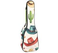 Étui pour ukulélé de concert Wild West Chapeau de cowboy Cactus doux épais rembourré Sac à dos Ukulélé 10 mm d'épaisseur Rembourrage en éponge, Multicolore 04, 25.9x9x3.1in/66x23x8cm, Organiseur de