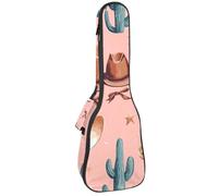 Étui pour ukulélé de concert Wild West Chapeau de cowboy Cactus doux épais rembourré Sac à dos Ukulélé 10 mm d'épaisseur Rembourrage en éponge, Multicolore 02, 25.9x9x3.1in/66x23x8cm, Organiseur de