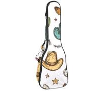 Étui pour ukulélé de concert Wild West Chapeau de cowboy Cactus doux épais rembourré Sac à dos Ukulélé 10 mm d'épaisseur Rembourrage en éponge, Multicolore 07, 25.9x9x3.1in/66x23x8cm, Organiseur de