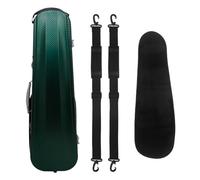 Étui pour violon Étui for violon 4/4 en fibre de carbone, double épaulement, léger, résistant à la compression, rangement for cordes et accessoires(Green violin case)