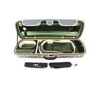 Étui pour Violon Étui rectangulaire haut de gamme for violon 4/4 avec thermomètre intégré, similicuir gris et ceinture verte(Size 1-2)