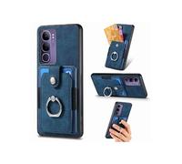 Etui Pour VIVO V40 Lite Fente Pour Crad Support Support De Bague Support De Voiture Magnétique FOXDOCK Bleu