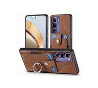 Etui Pour VIVO V40 Lite Fente Pour Crad Support Support De Bague Support De Voiture Magnétique FOXDOCK Marron