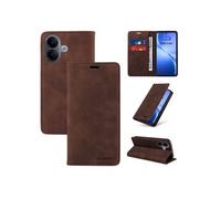 Etui pour VIVO V60 Lite RFID Blocking Flip Book Pliant Wallet Cuir avec porte-carte et couvercle de la kickstand compatible avec VIVO V60 Lite-Marron