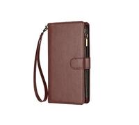 Etui Pour VIVO Y19E 4G Portefeuille Fermeture Eclair Folio Flip Fentes Pour Cartes Housse De Sac A Main Cuir PU FOXDOCK Marron