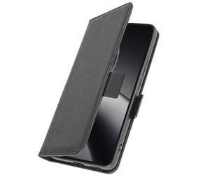 Étui pour Xiaomi 14T Cuir Saffiano Clapet Porte-carte et Support Vidéo Noir